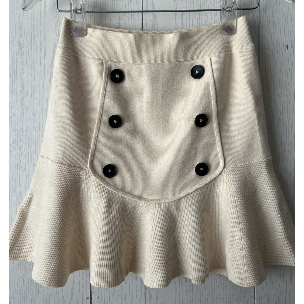 Maeve By Anthropologie Cream Knit Skirt Mini Short Fall Winter Sweater Sz Small